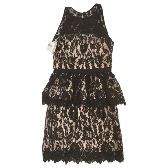 Milly of NY Black Lace Peplum Dress Fully Lined Women's Sz 4 New w/Neiman's Tag - Picture 9 of 11